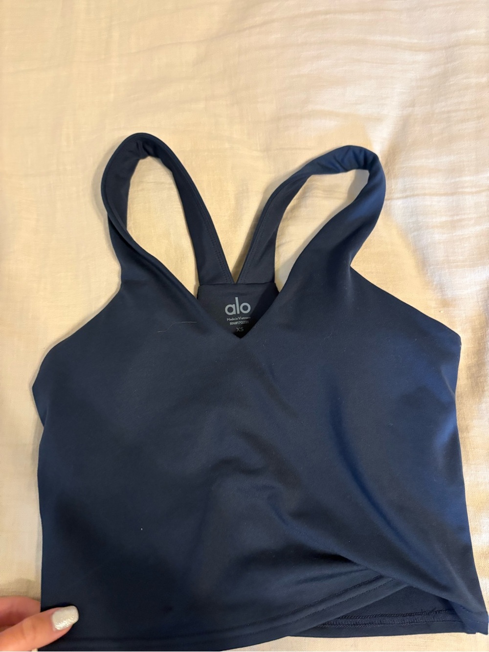 Never worn ALO Yoga Deep Navy Strappy Sports Bra